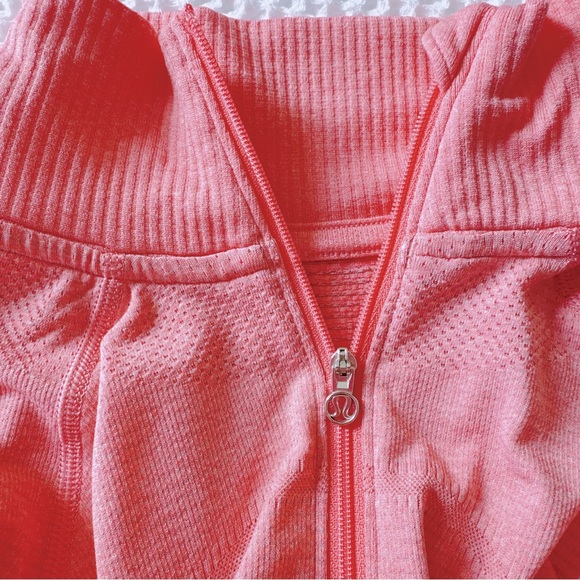 $88 LULULEMON RUN SWIFTLY TECH HALF ZIP SHIRT TOP sz 4 PINK CORAL LONG SLEEVE - Picture 7 of 9